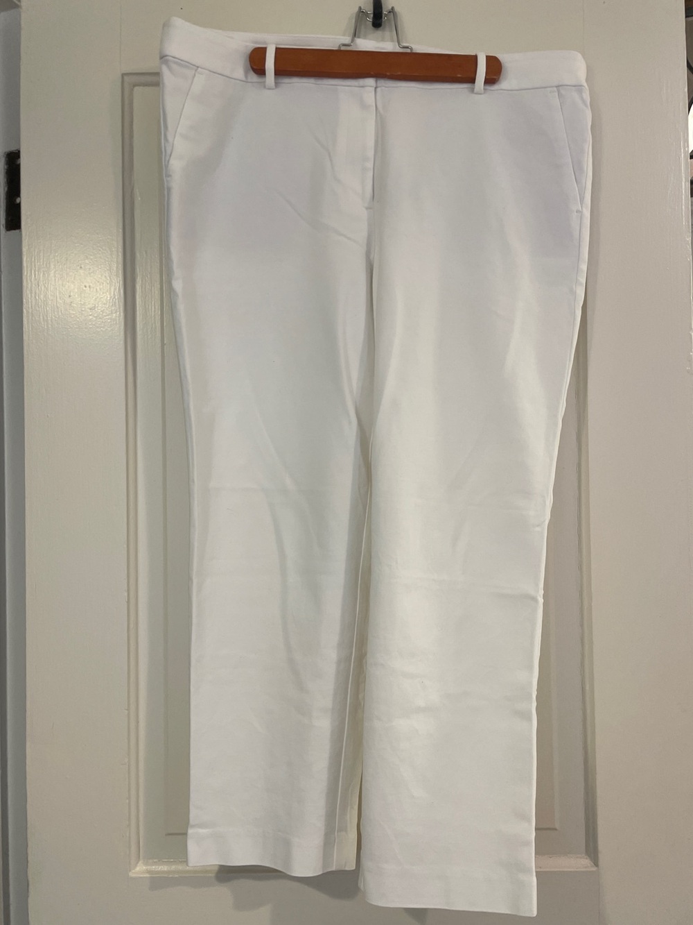 LOFT White Straight-Leg Riviera Slim Pants